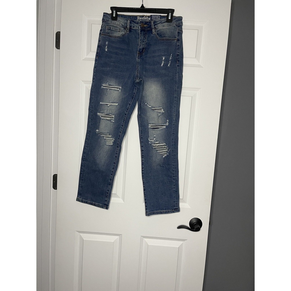 Resfeber Skinny Boyfriend Distressed Denim Jeans Size 10 Nwt